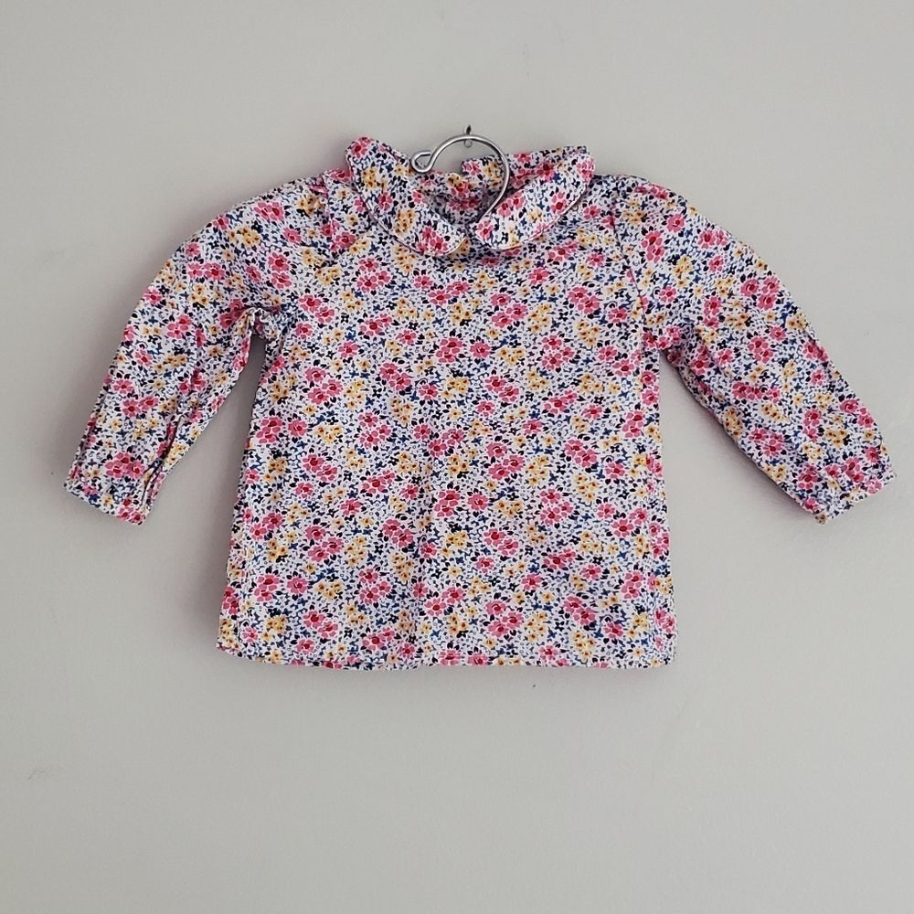 Ralph Lauren Floral Kids Shirt with Ruffle Scallop Collar Size 6 Months